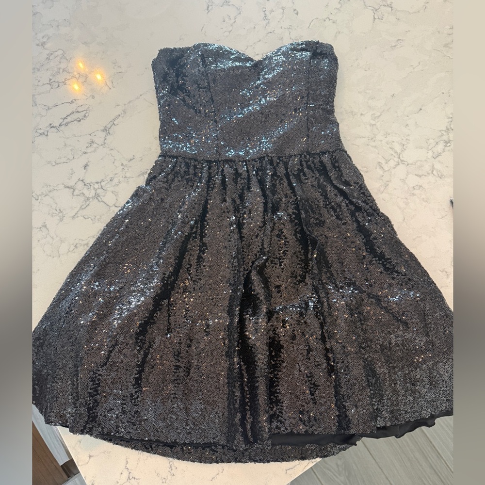 Girls Black Sequin Party Dress